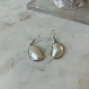 Elegant Silver and White Shell Earrings
